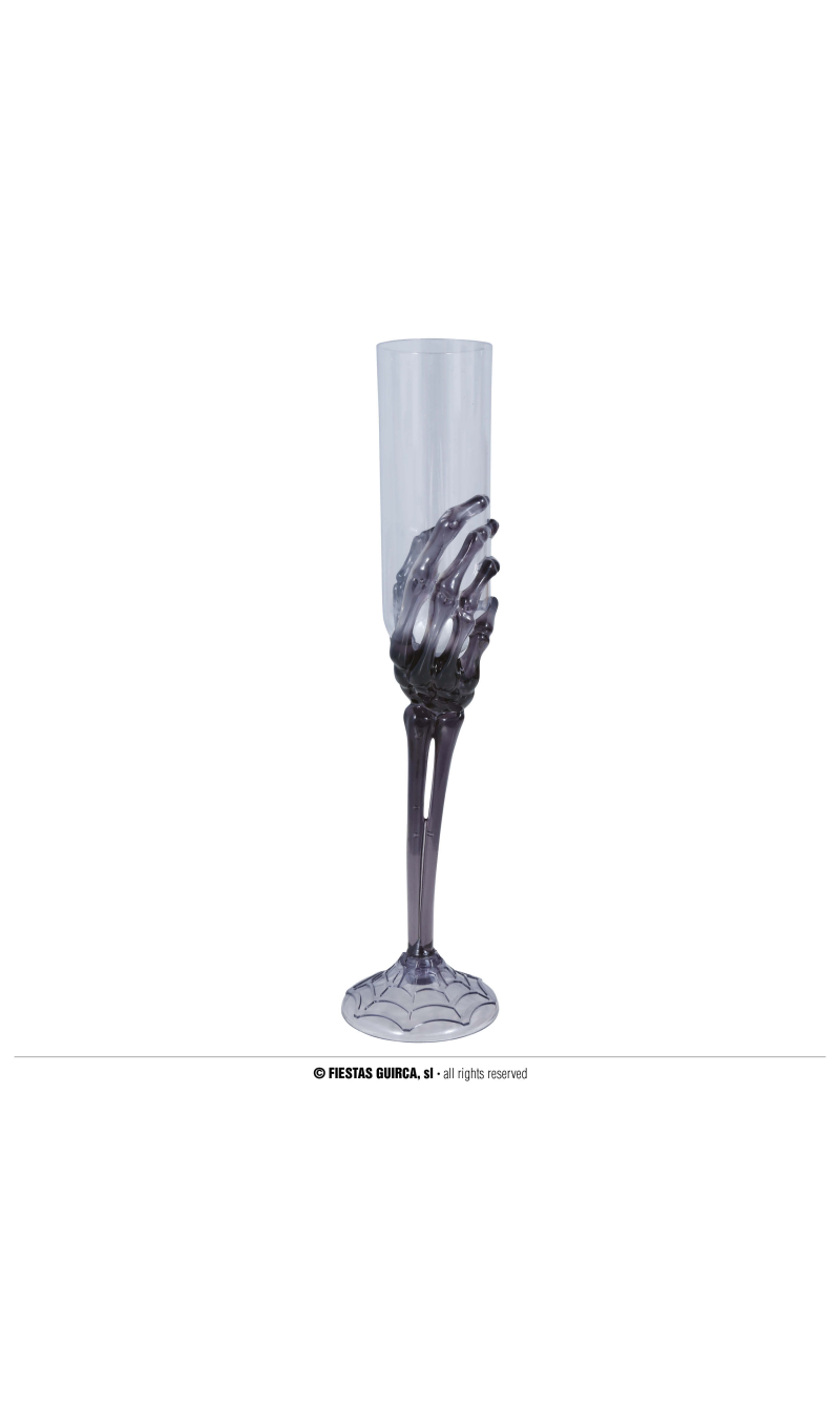 Halloween Black Skeleton Hand Champagne Glass 25cm