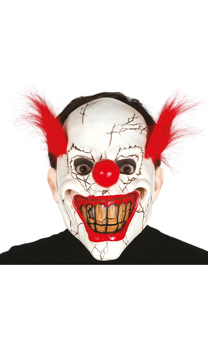 Horror Latex Clown Mask With Hair - Adult One Size