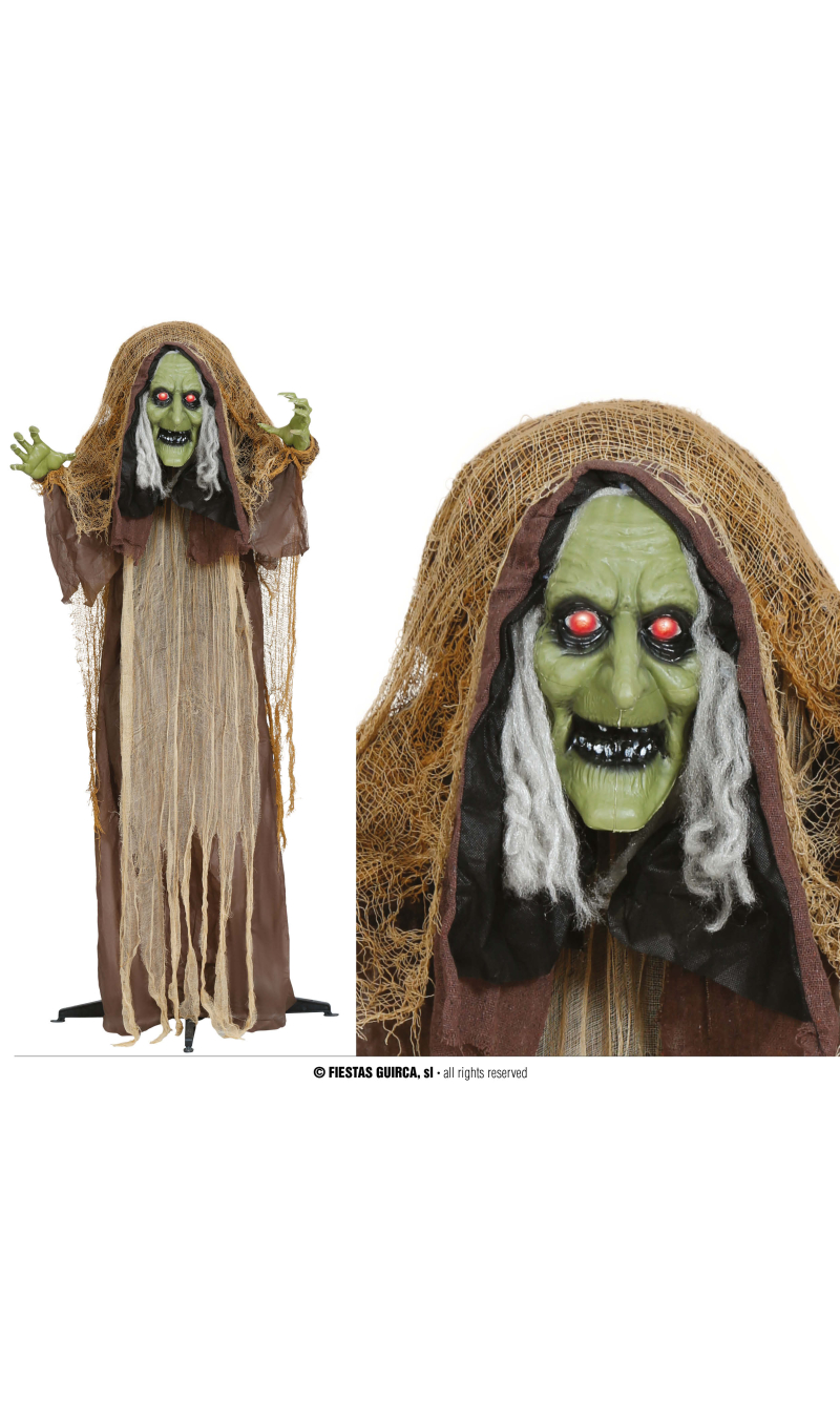 Halloween Hunchback Witch With Light Sound & Movement 145cm