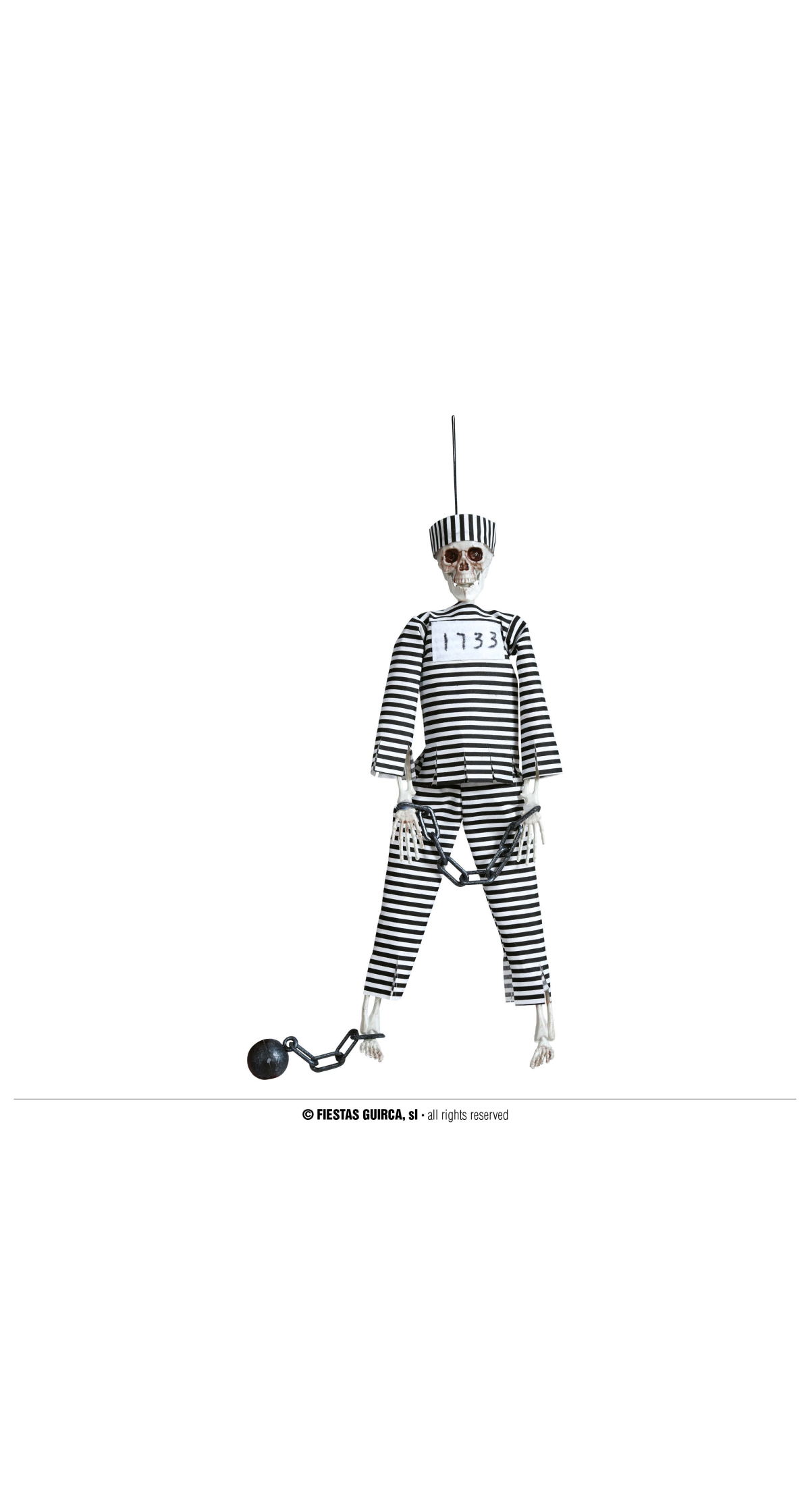 Halloween Hanging Prisoner Skeleton 45cm