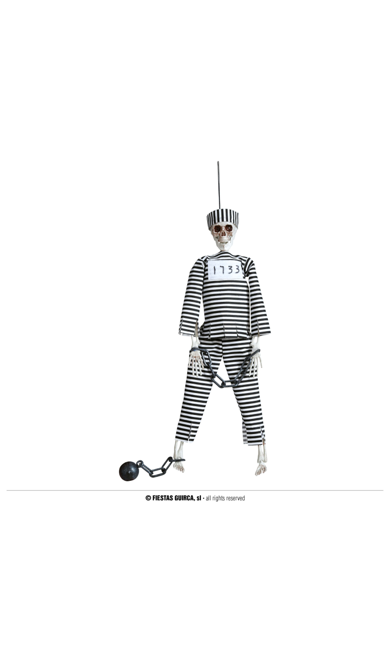 Halloween Hanging Prisoner Skeleton 45cm