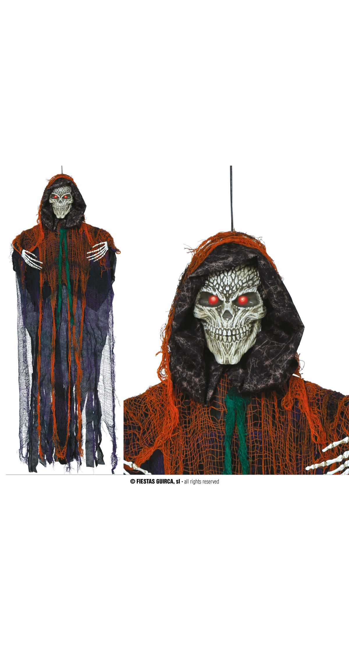 Halloween Hanging Skeleton With Light Sound & Movement 120cm