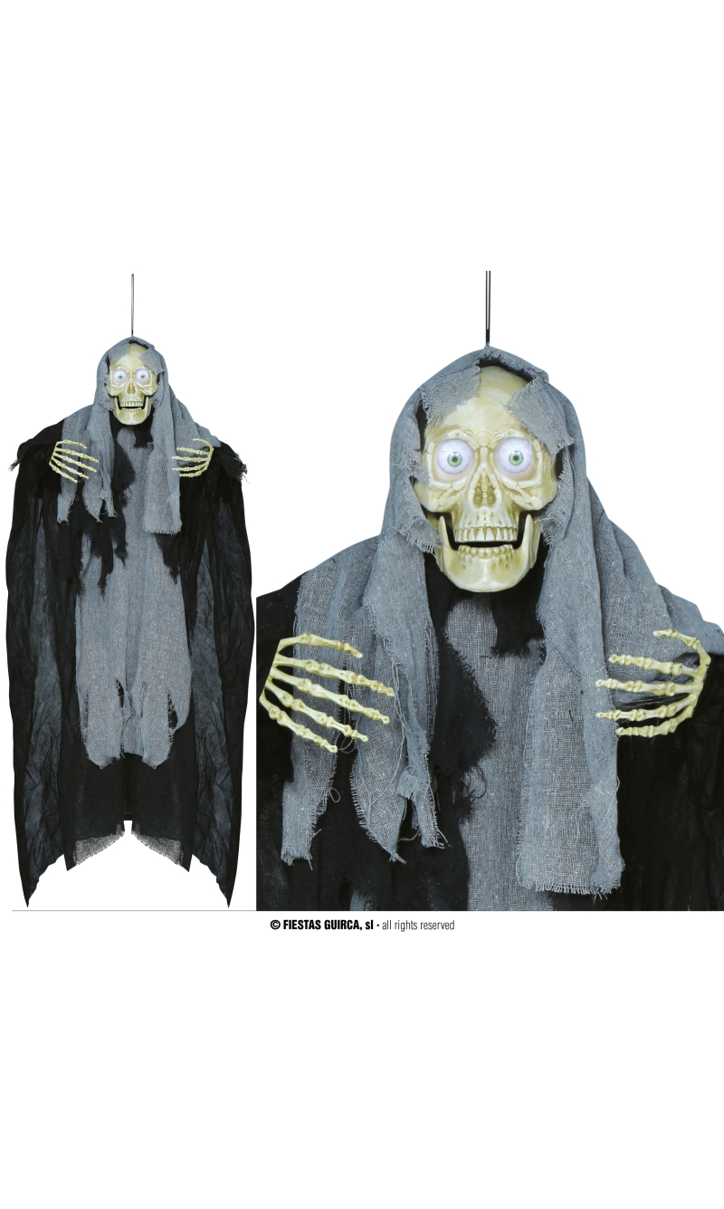 Halloween Hanging Skeleton With Light & Sound 120cm