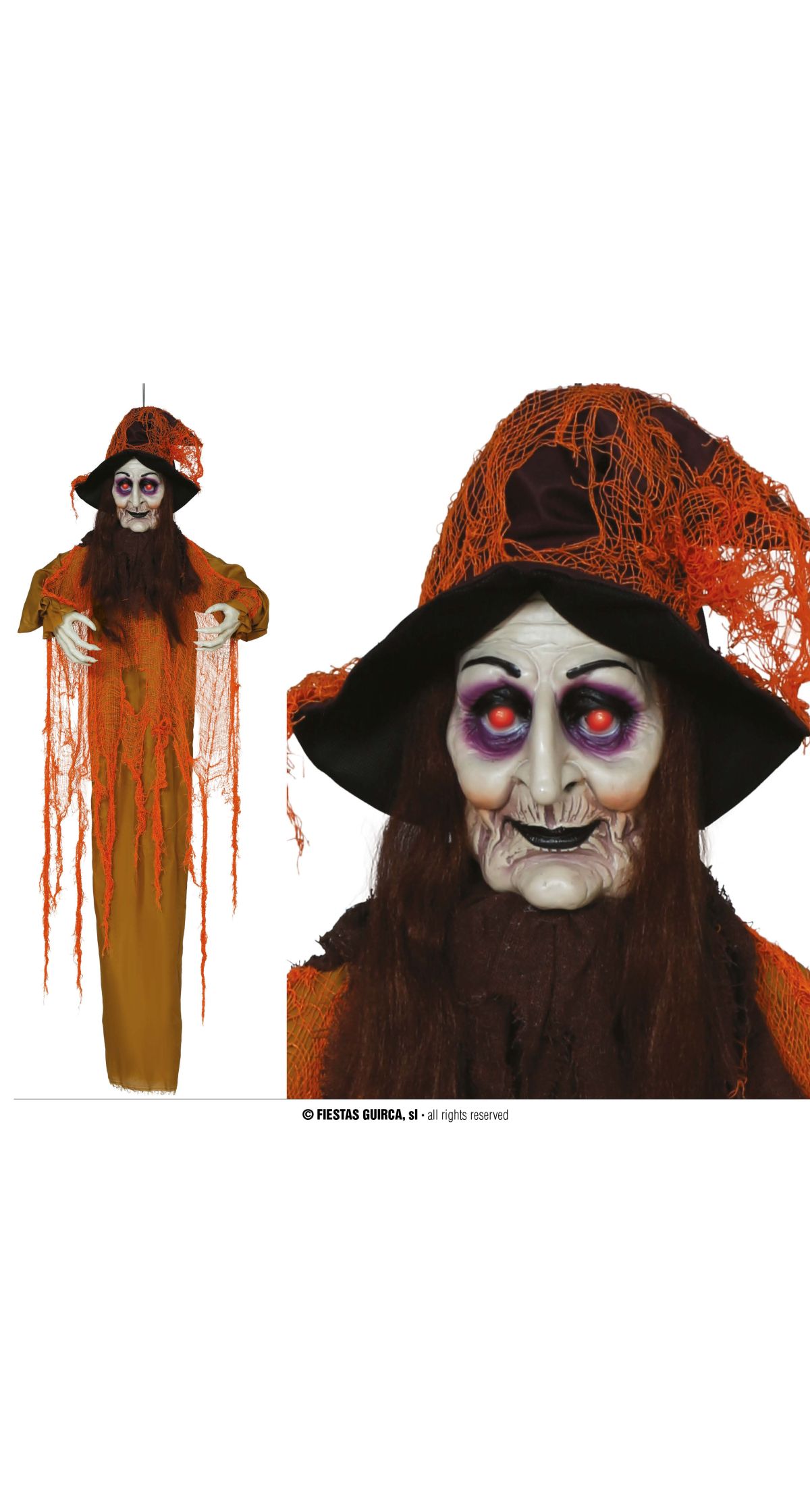 Halloween Hanging Witch With Light Sound & Movement 180cm