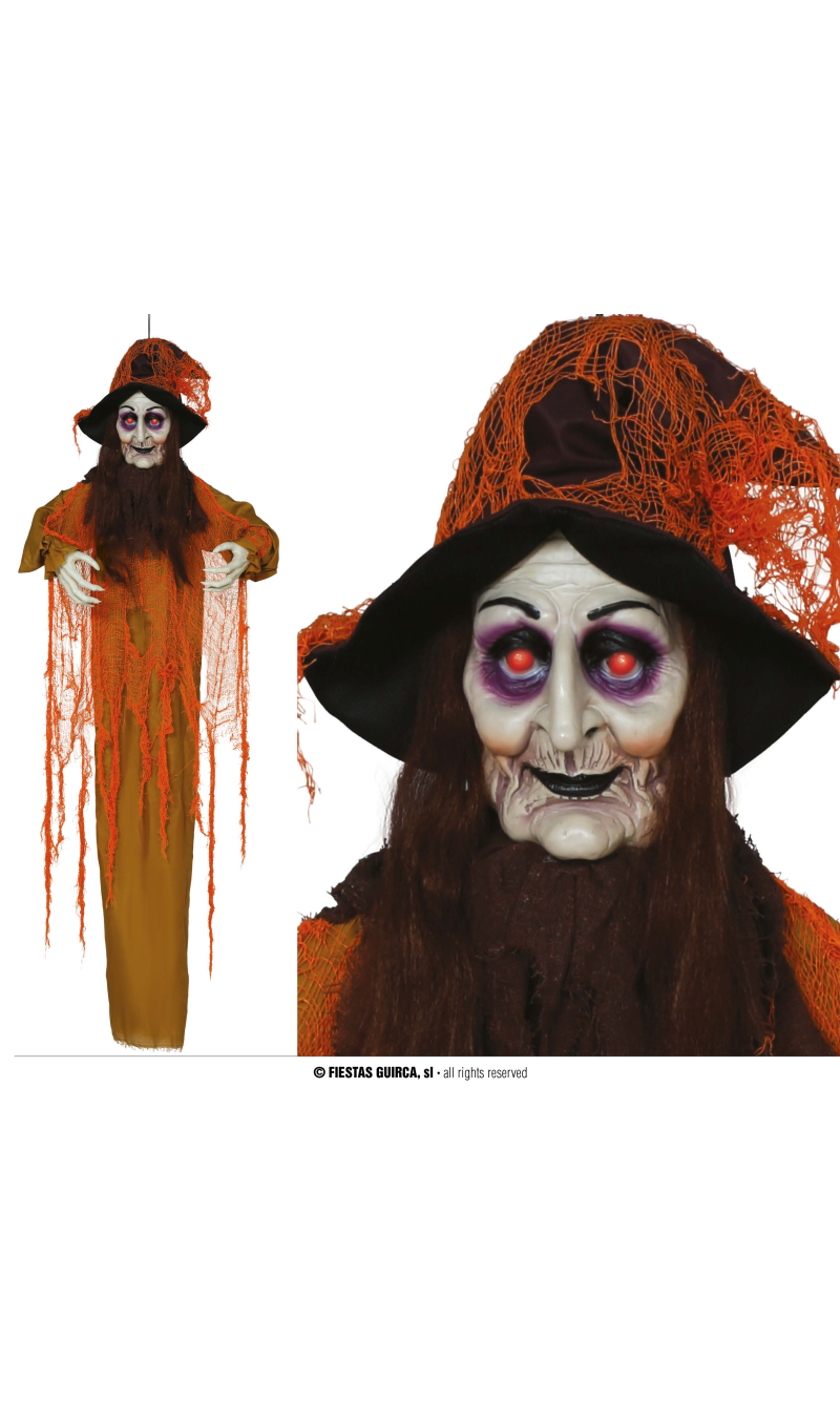 Halloween Hanging Witch With Light Sound & Movement 180cm