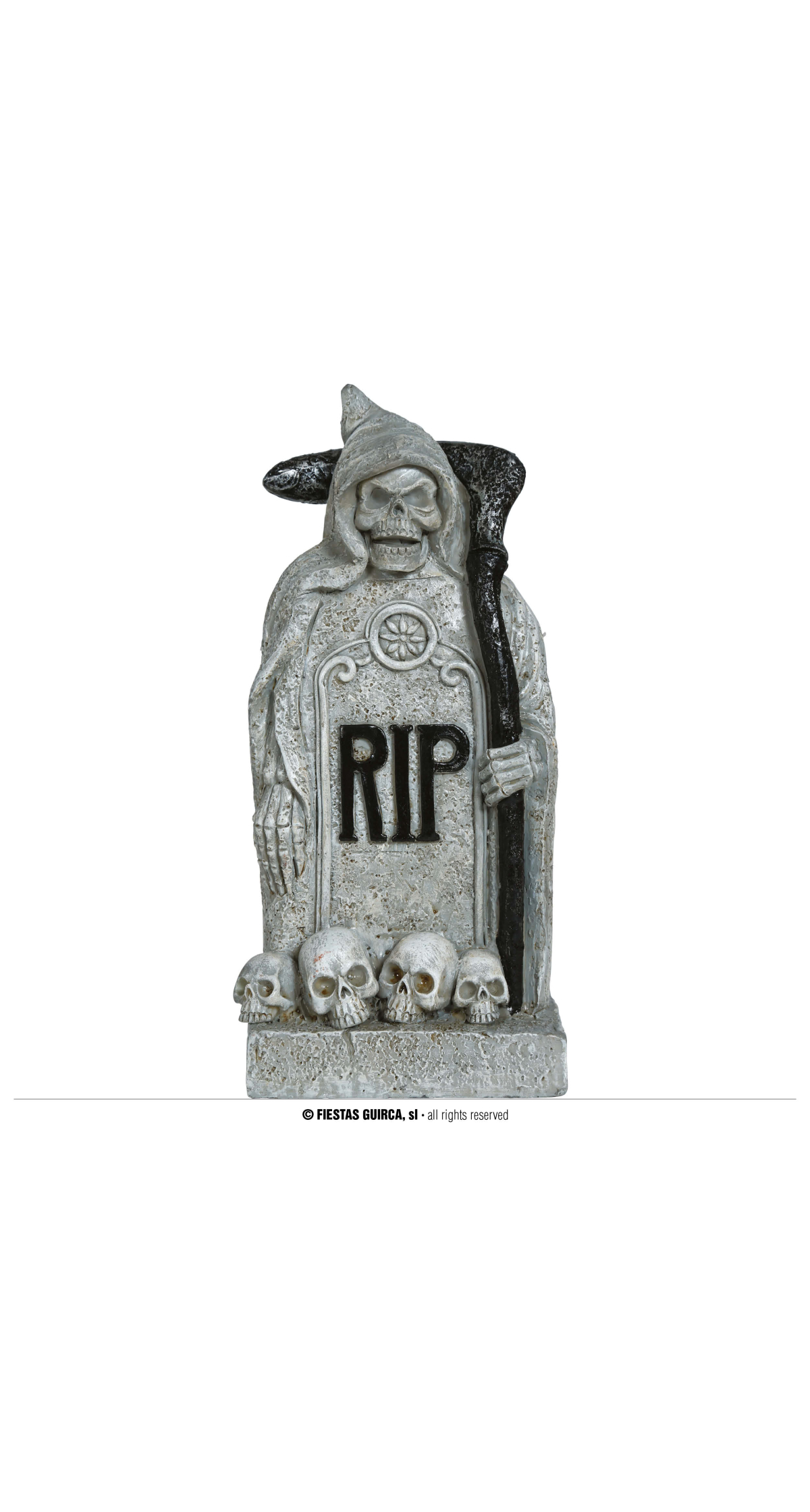 Halloween Decoration Grim Reaper Tombstone Polyresin 19x10cm