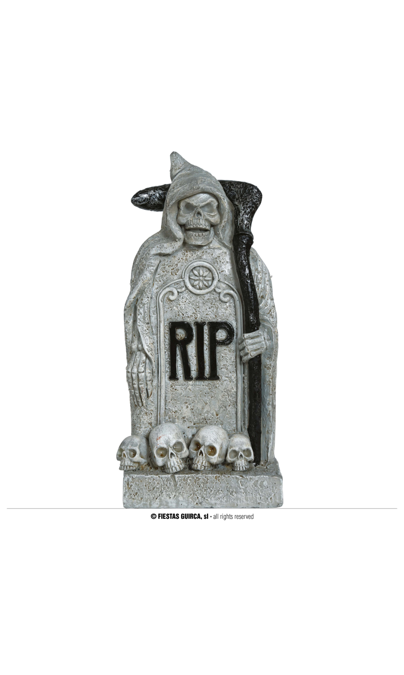 Halloween Decoration Grim Reaper Tombstone Polyresin 19x10cm