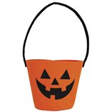Orange Felt Pumpkin C&y Bucket 13x10cm
