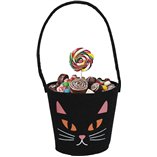 Black Felt C&y Bucket Cat 13x10cm