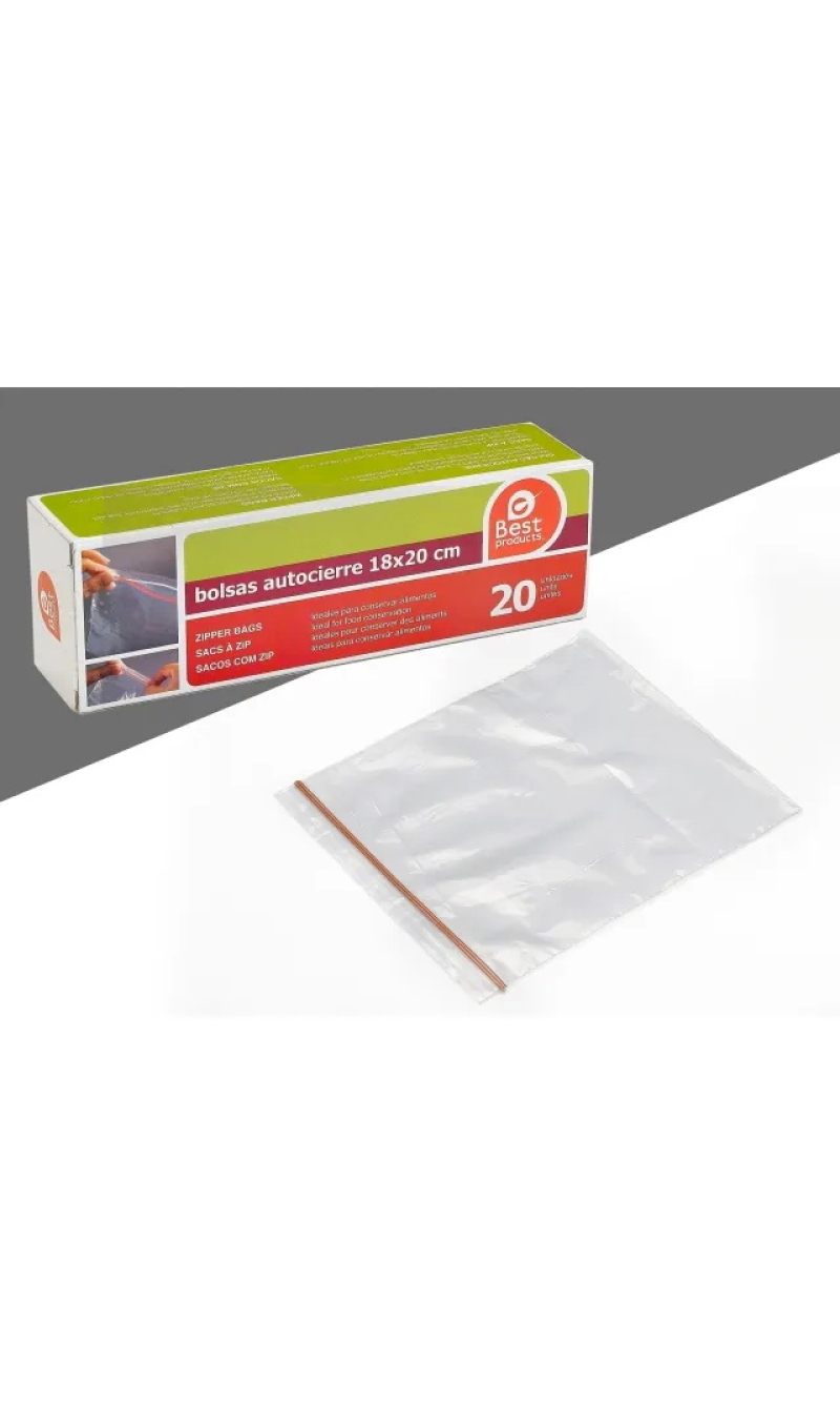 Zipper Plastic Bags 18x20cm - 20pk