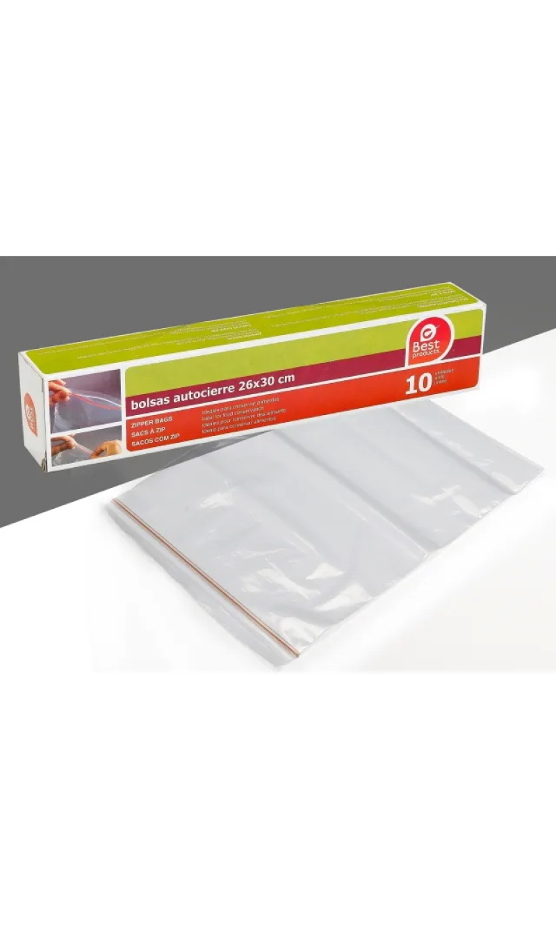 Zipper Plastic Bags 26x30cm - 10pk