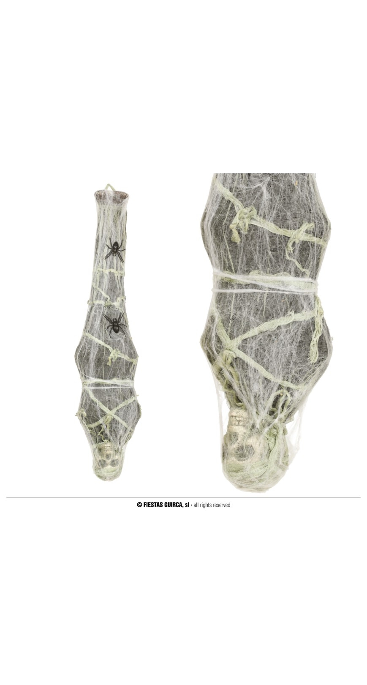 Halloween Decoration Hanging Skull In Spiderweb 120cm
