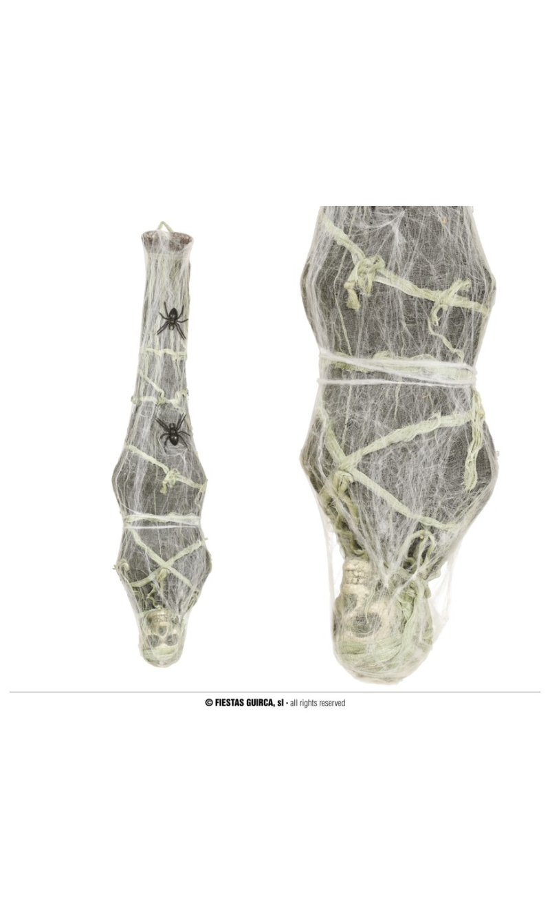 Halloween Decoration Hanging Skull In Spiderweb 120cm