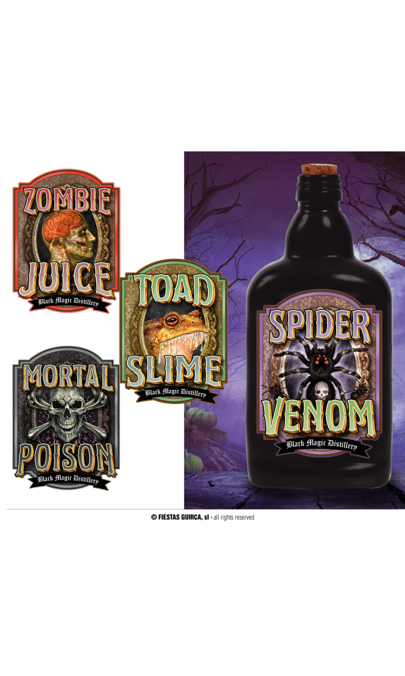 Halloween Assorted Poison Label 9x11cm