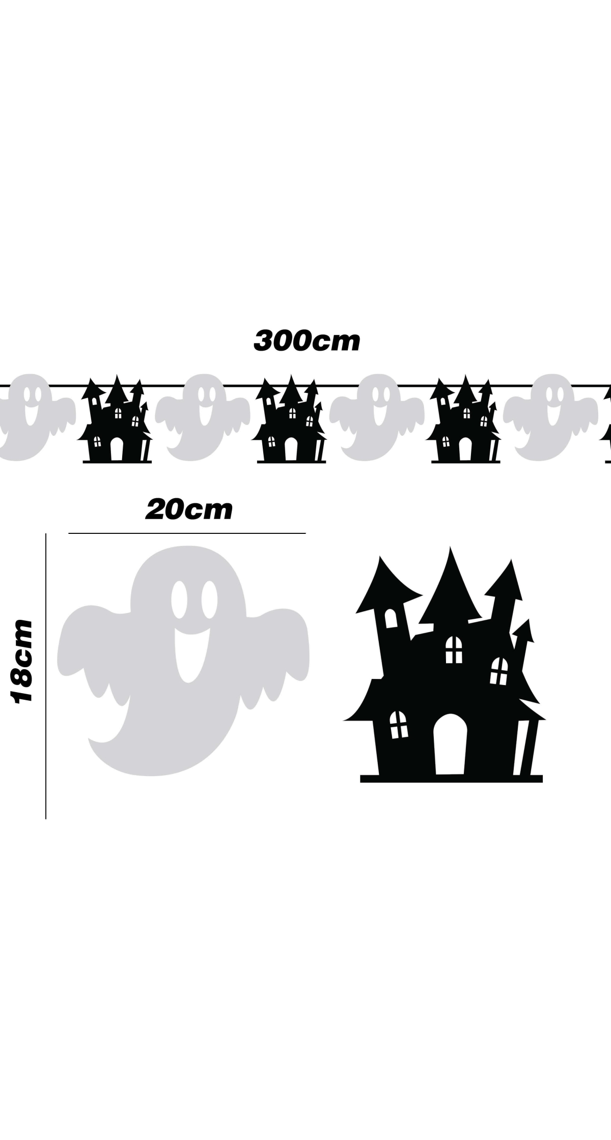 Halloween Ghosts & Castles Garland Banner 300cm (20x18cm)