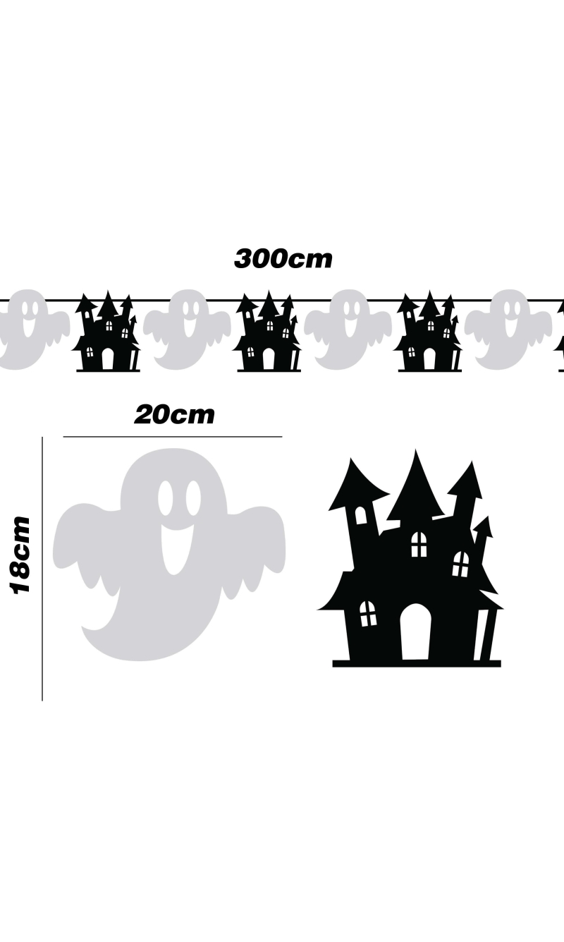 Halloween Ghosts & Castles Garland Banner 300cm (20x18cm)