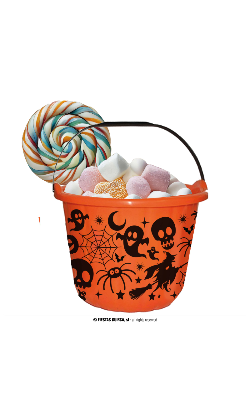 Halloween Orange Halloween Candy Bucket - 18x16cm