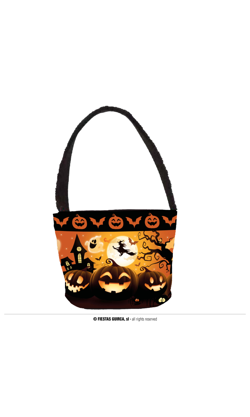 Halloween Pumpkins & Witch  Trick or Treat Bag - 30x15cm