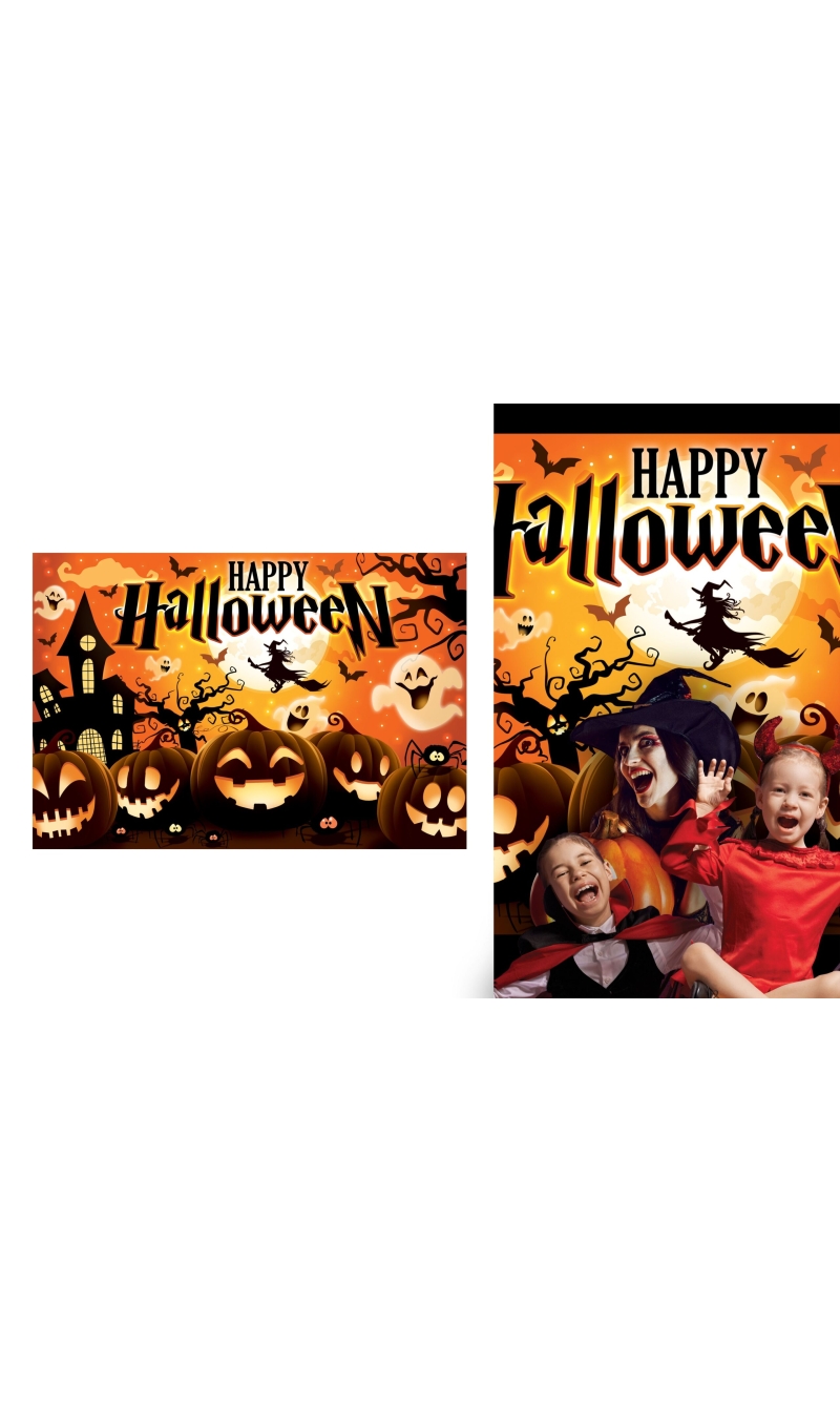 Halloween Happy Halloween Fabric Backdrop - 220x150cm
