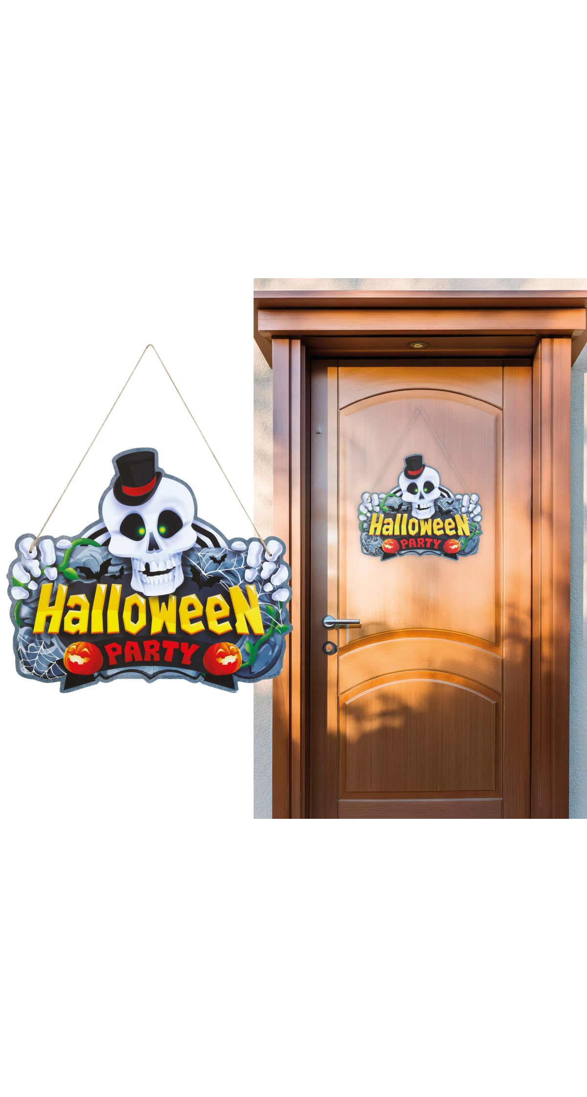 Happy Halloween Wood Sign Skull 35x20cm