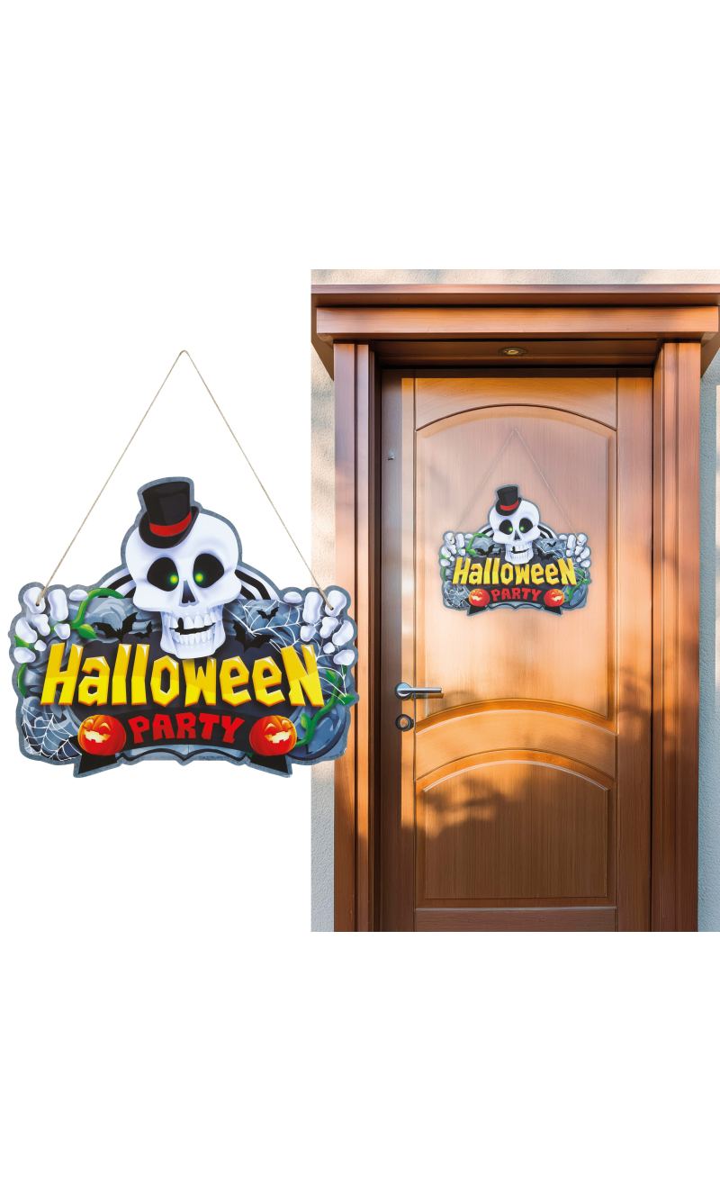 Happy Halloween Wood Sign Skull 35x20cm