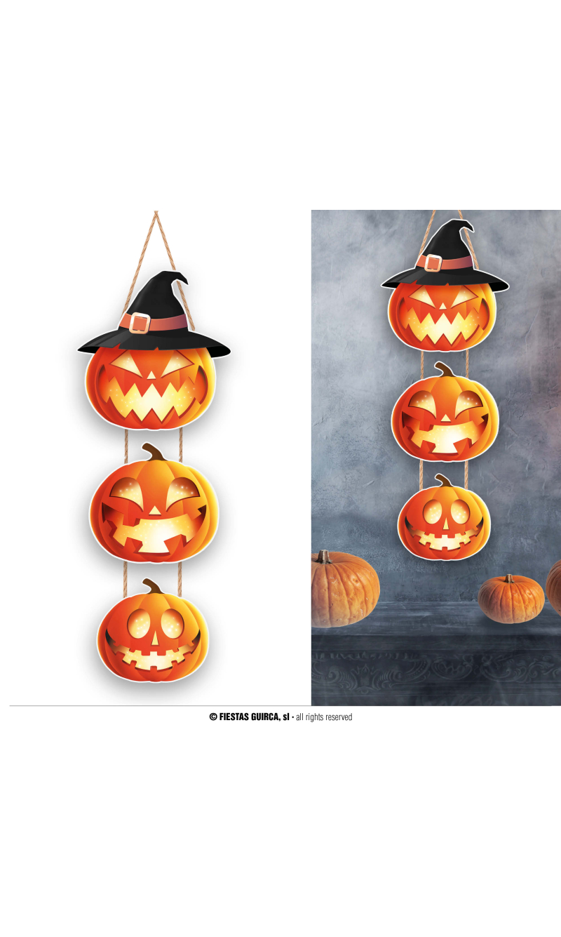 Halloween Wood Pumpkin Sign 3 Parts - 64cm