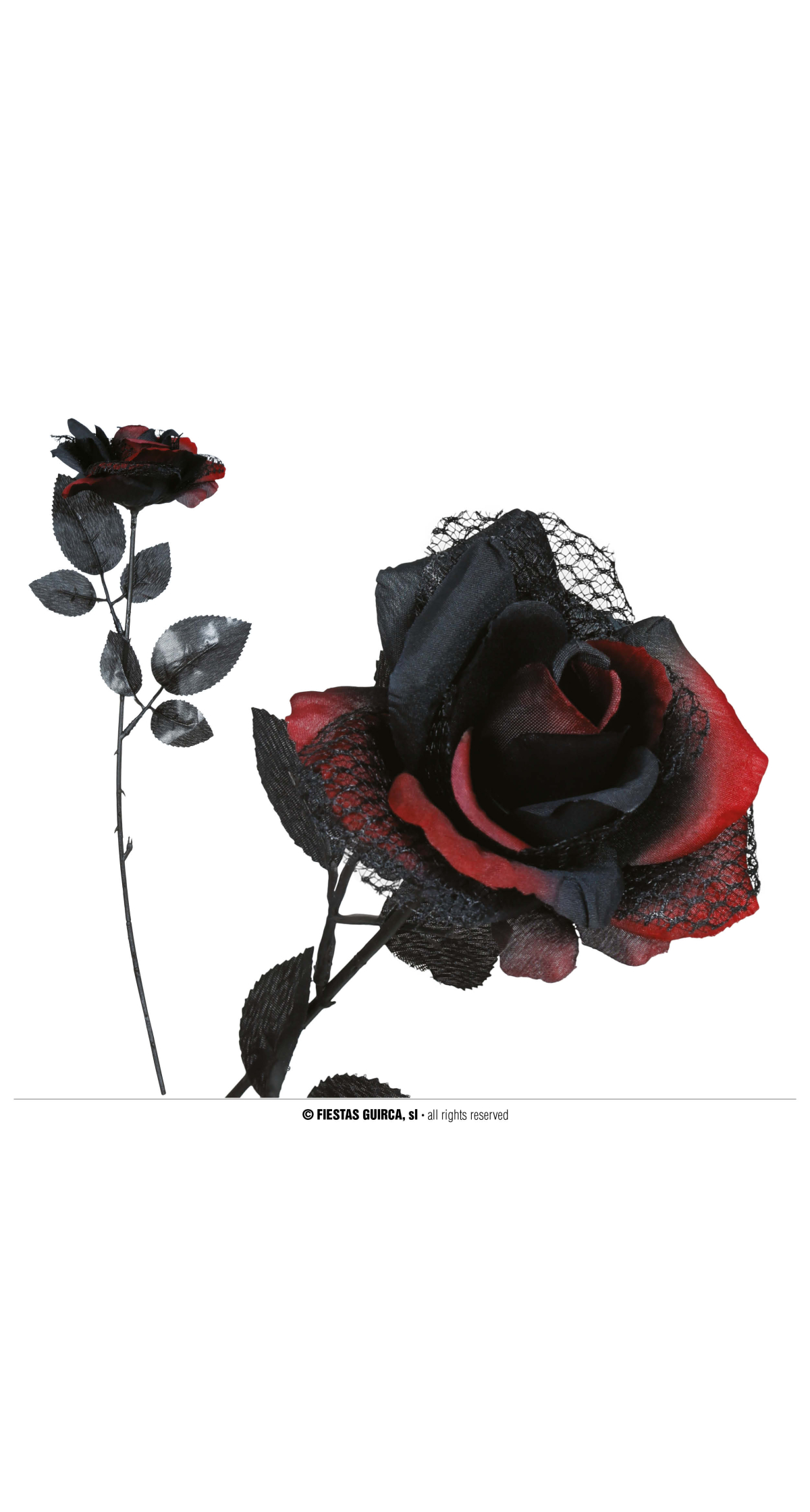 Halloween Red And Black Rose Flower - 40cm