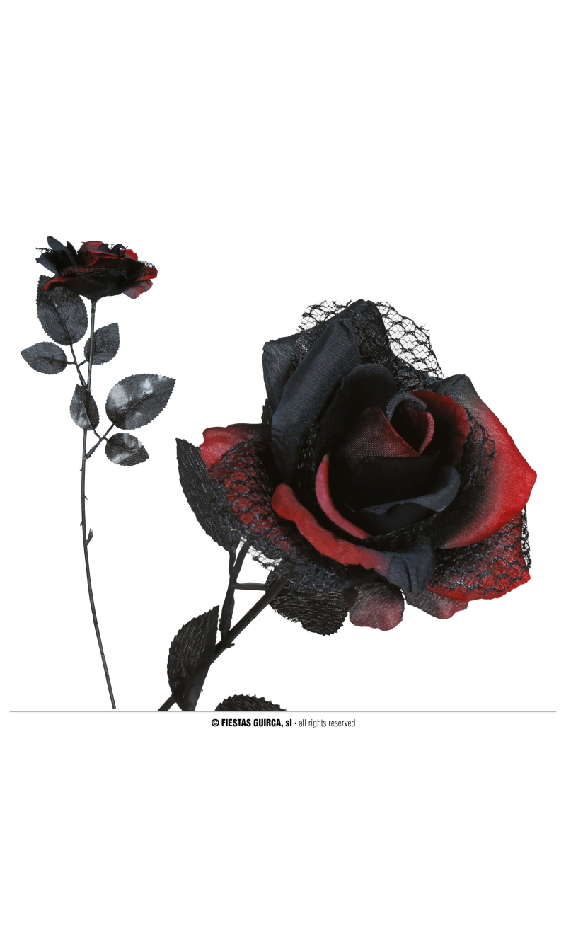 Halloween Red And Black Rose Flower - 40cm
