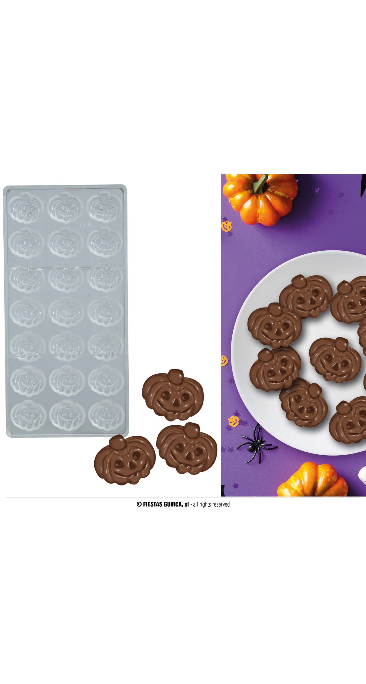 Halloween Mold For 21 Chocolate Pumpkins - 27.5x13cm
