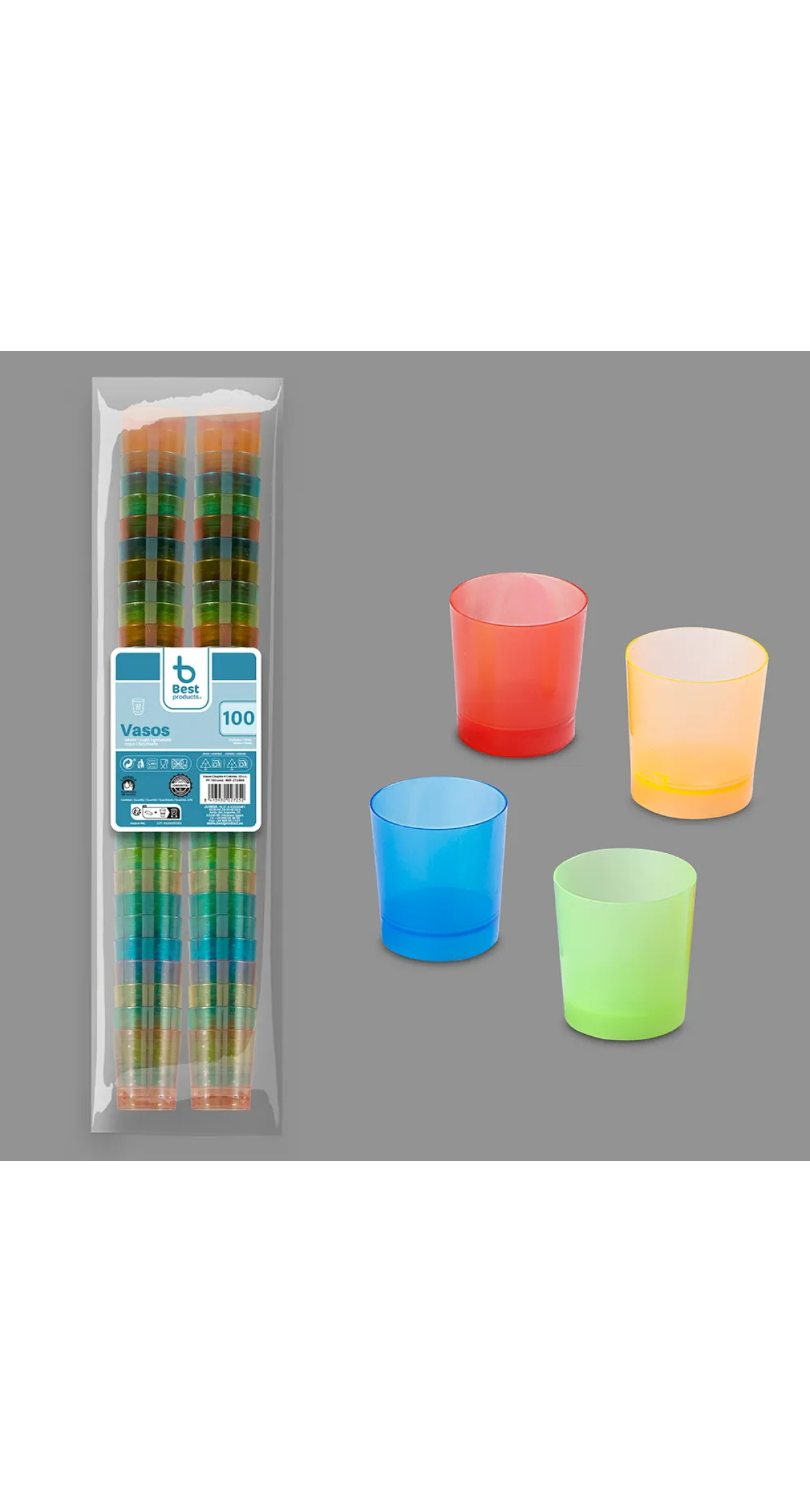 Polypropylene Shot Glass (Assorted Colours) 33ml – 100pk