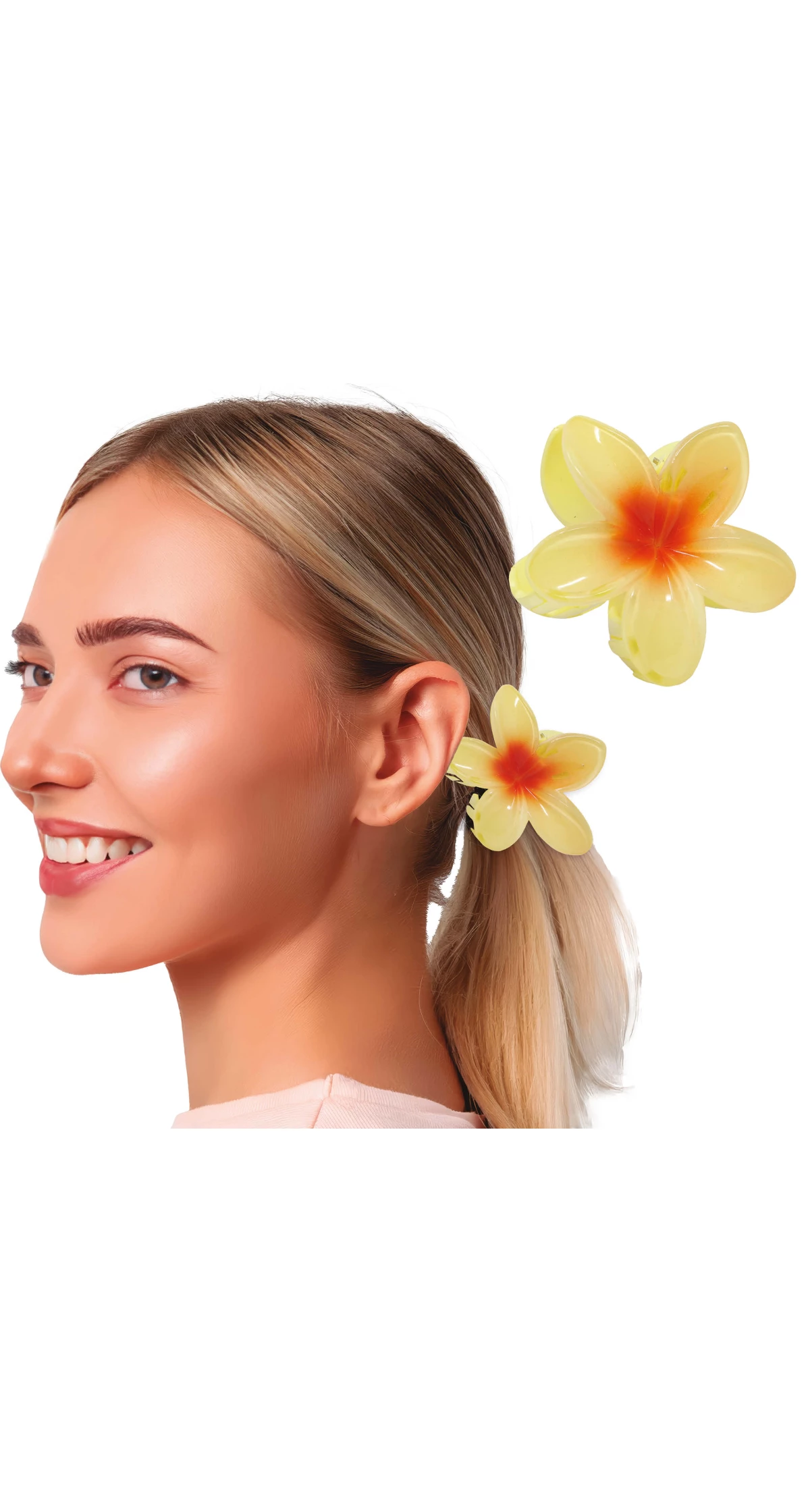 Hawaiian Yellow Hair Flower Clip 8cm