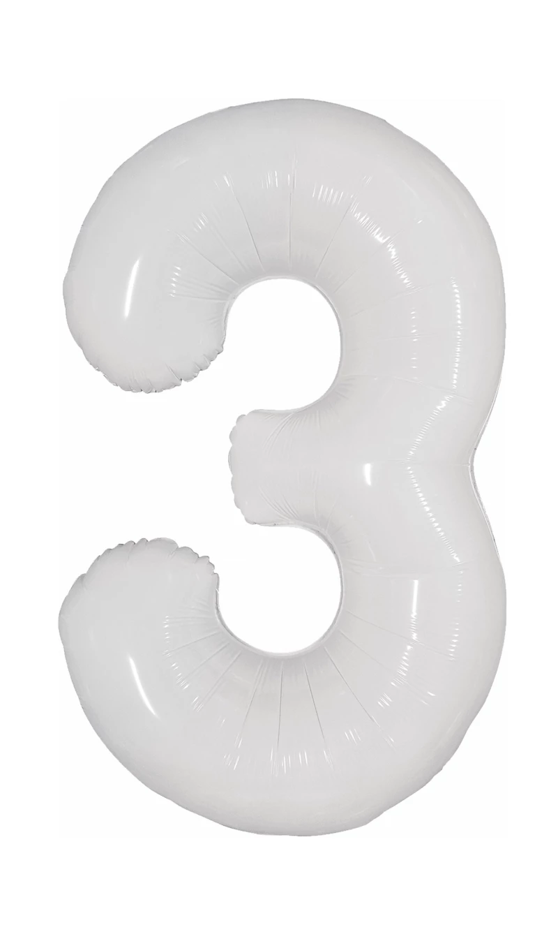 40 Inch Foil Balloon Number 3 - White