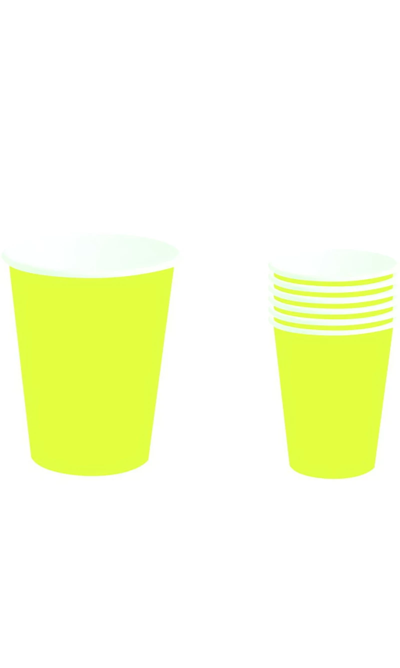 Neon Yellow (Lime Green) Cups 240ml - 6pk