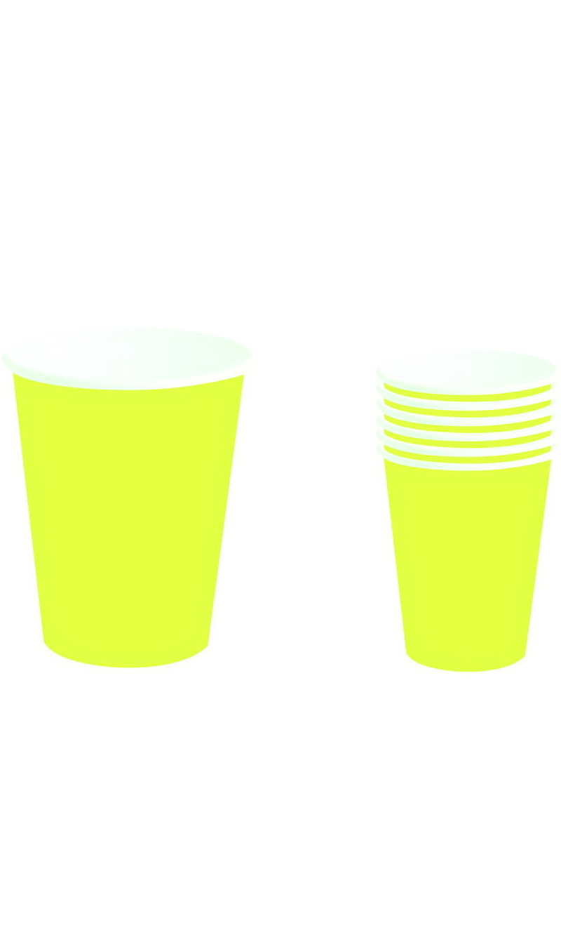 Neon Yellow (Lime Green) Cups 240ml - 6pk