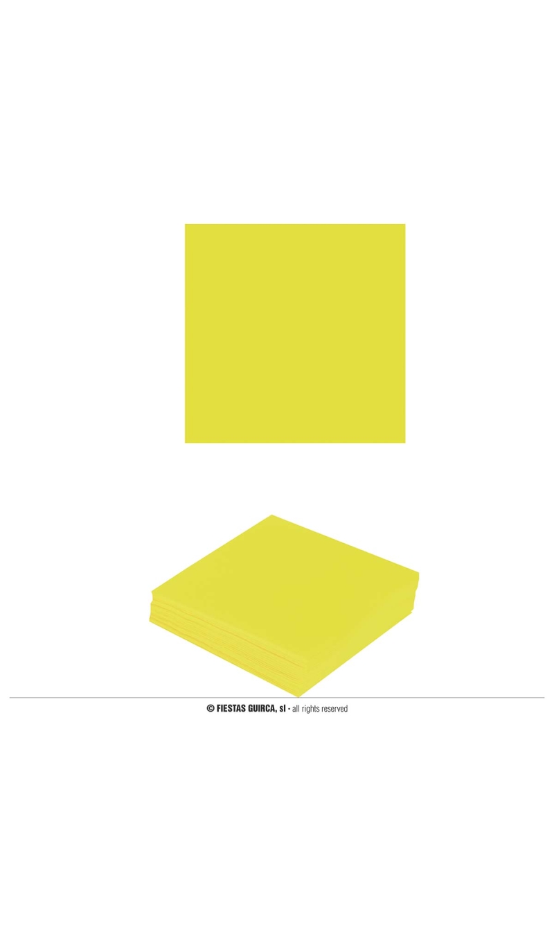 Neon Yellow Napkins 33x33cm - 12pk