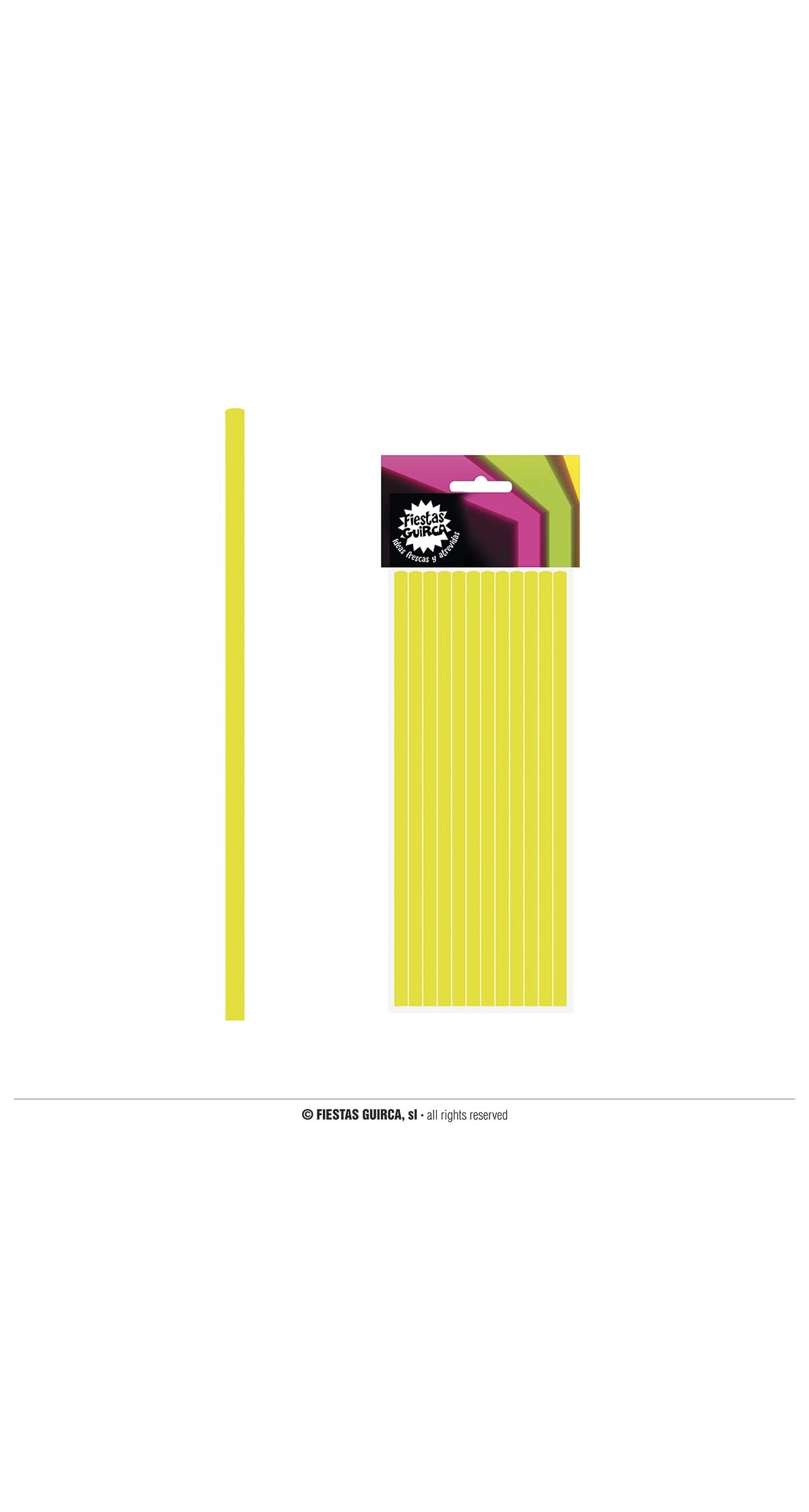 Neon Yellow Paper Straws 6x200mm - 12pk
