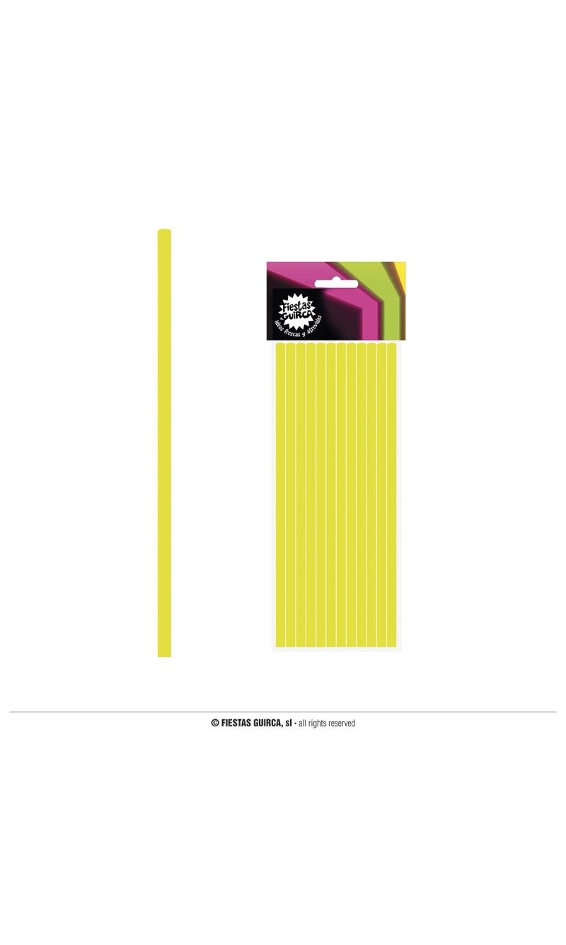 Neon Yellow Paper Straws 6x200mm - 12pk