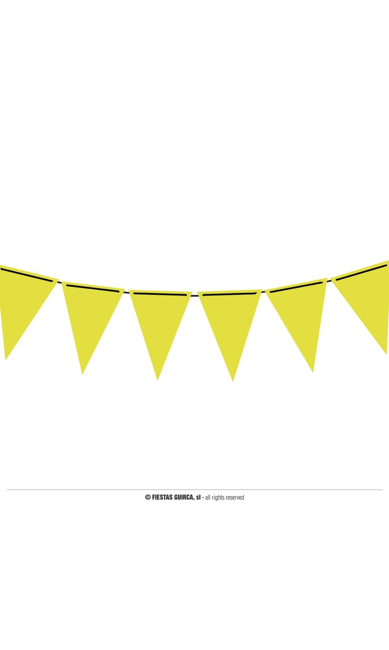 Neon Yellow Pennant Paper Banner (19x27cm)  - 300cm