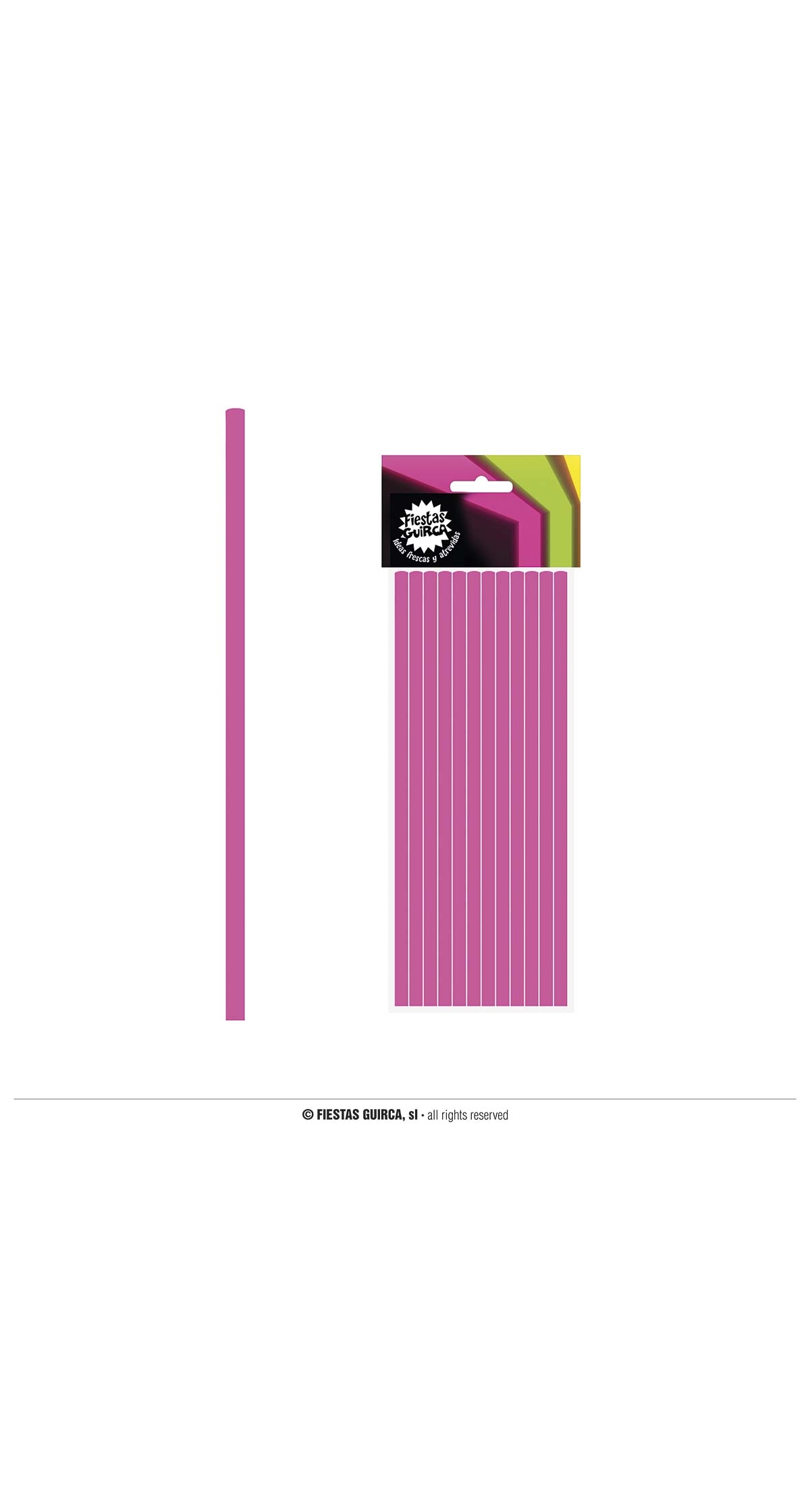 Neon Fuchsia Paper Straws 6x200mm - 12pk