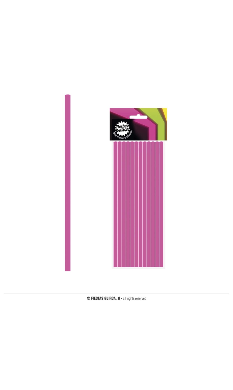 Neon Fuchsia Paper Straws 6x200mm - 12pk