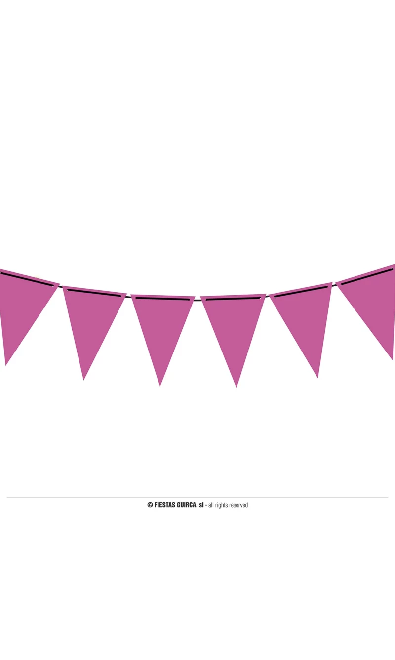 Neon Fuchsia Pennant Paper Banner (19x27cm)  - 300cm