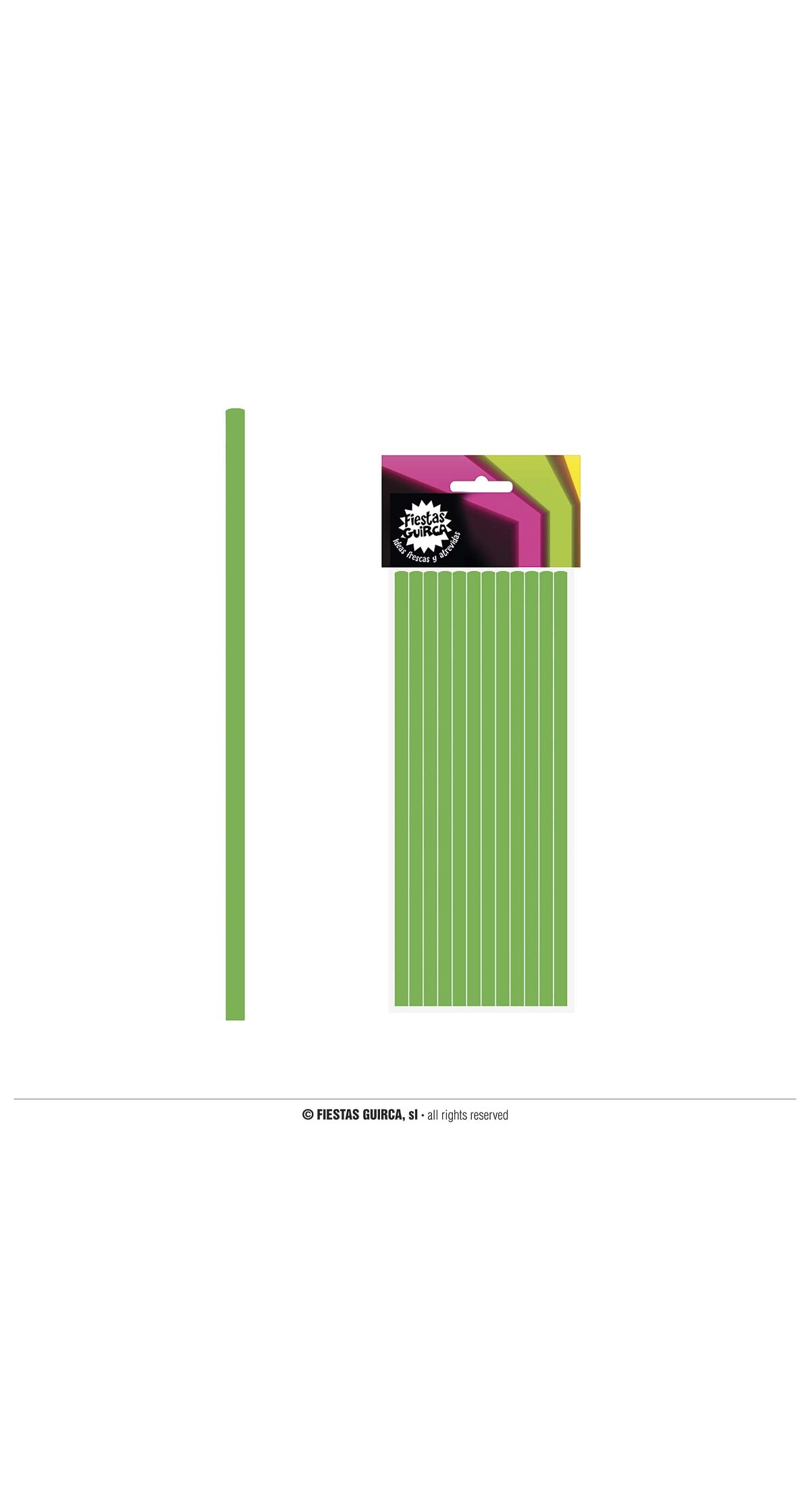 Neon Green Paper Straws 6x200mm - 12pk