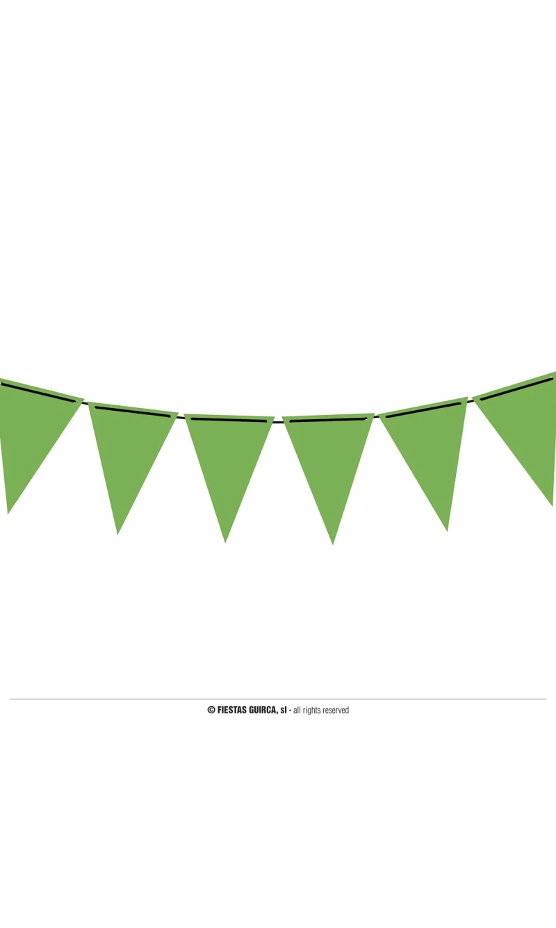 Neon Green Pennant Paper Banner (19x27cm)  - 300cm