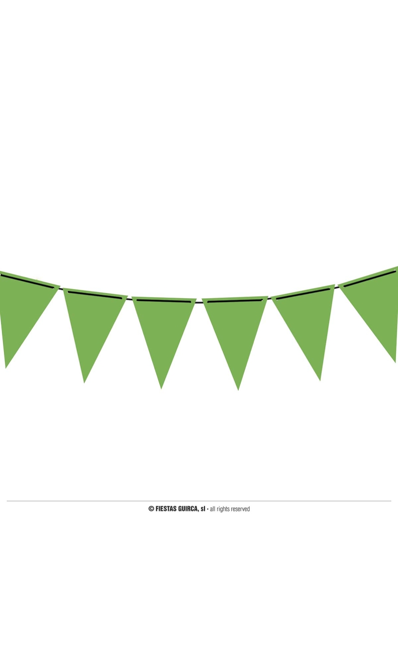 Neon Green Pennant Paper Banner (19x27cm)  - 300cm