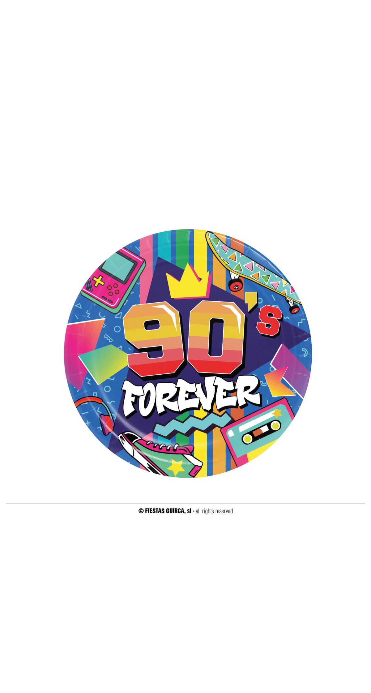 90s Party Plates 23cm - 6pk