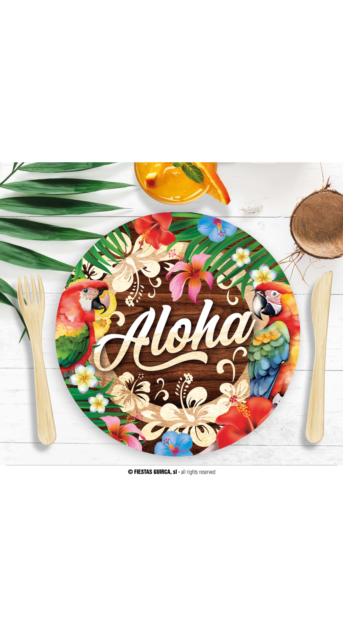 Hawaiian Aloha Summer Plates 23cm - 6pk