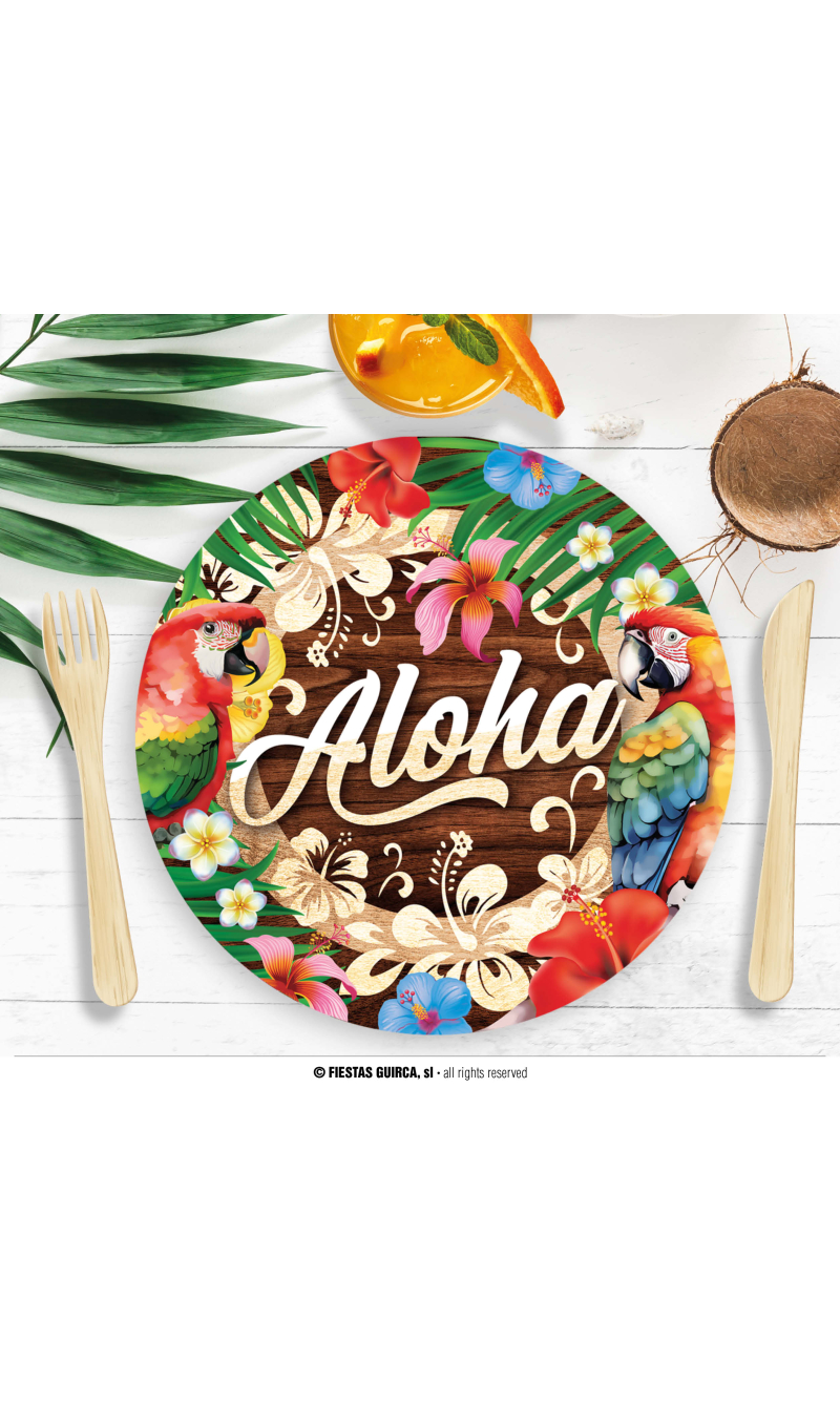 Hawaiian Aloha Summer Plates 23cm - 6pk