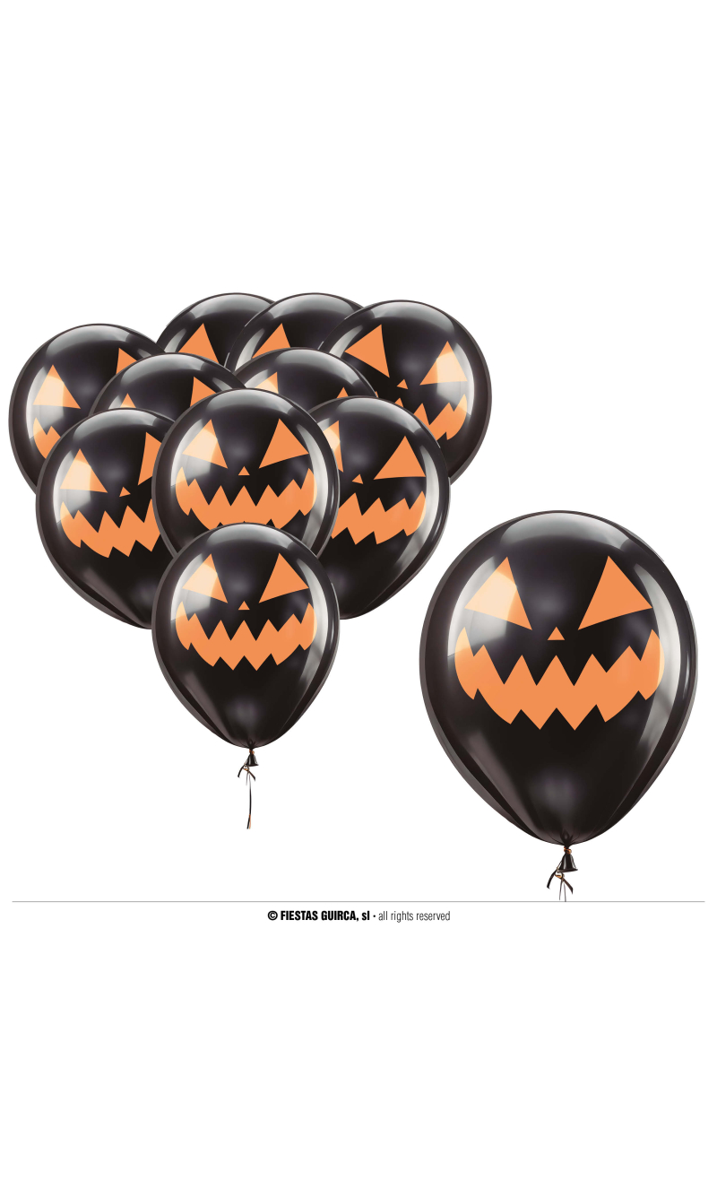 Halloween Black Pumpkin Balloons 30cm - 10pk