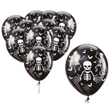 Bag 10 Black Skeleton Balloons 30cm