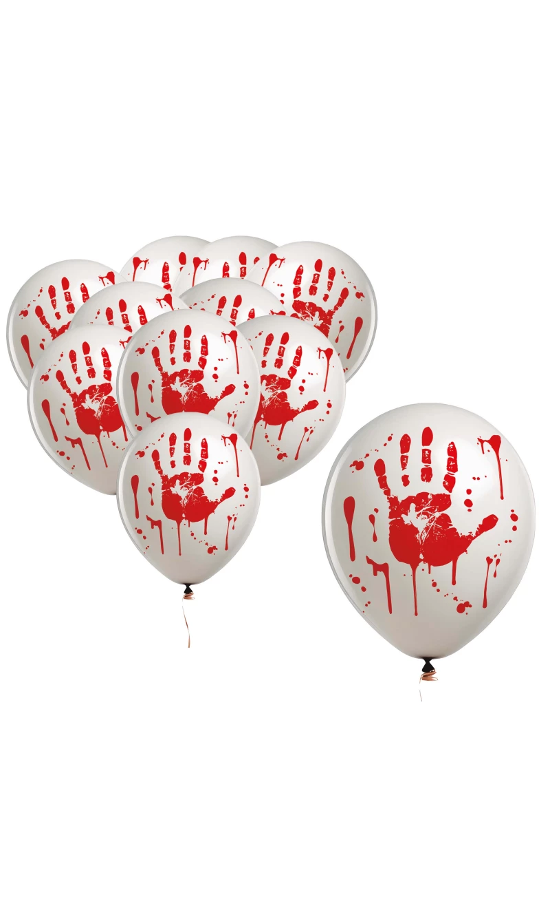 Halloween Bloody Hand 11 Inch Latex Balloons - 10pcs